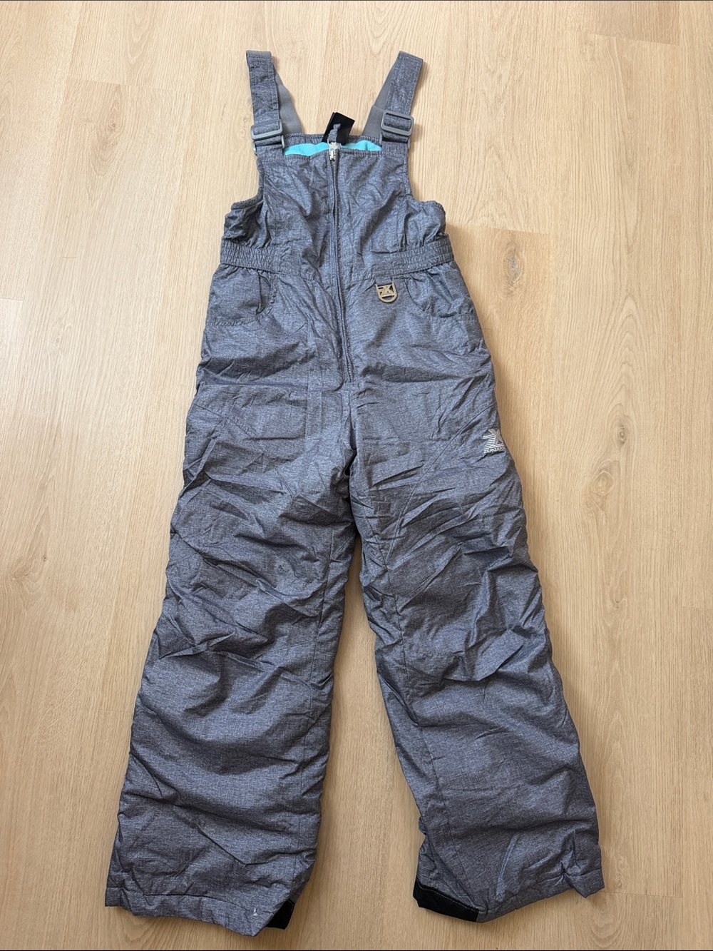 ZeroXposur Gray Kids Snow Overalls with Teal Accent